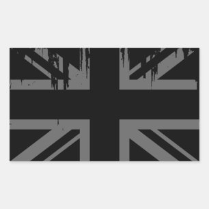 Union Jack (grunge Silver UK vlag) Rechthoekige Sticker