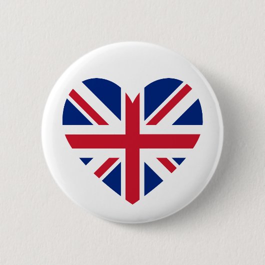 Union Jack Heart Shape Ronde Button 5,7 Cm (Voorkant)