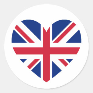 Union Jack Heart Shape Ronde Sticker