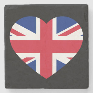 Union Jack Heartflag op zwarte klooster Stenen Onderzetter