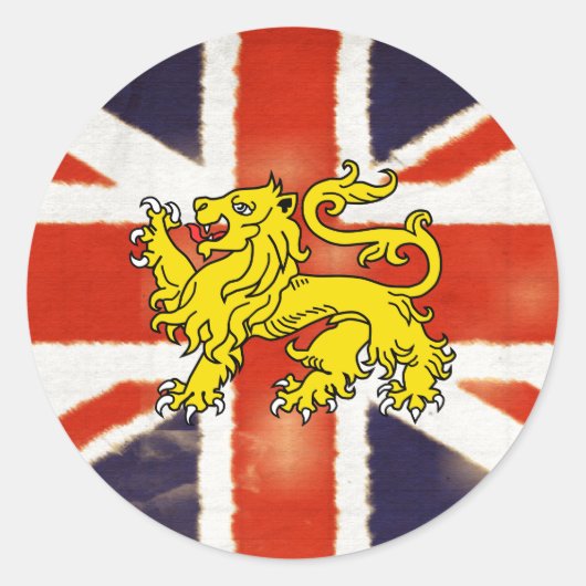  Union Jack Heraldry Lion Sticker (Voorkant)