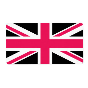 Union Jack ~ Hot Pink Black en White Etiket
