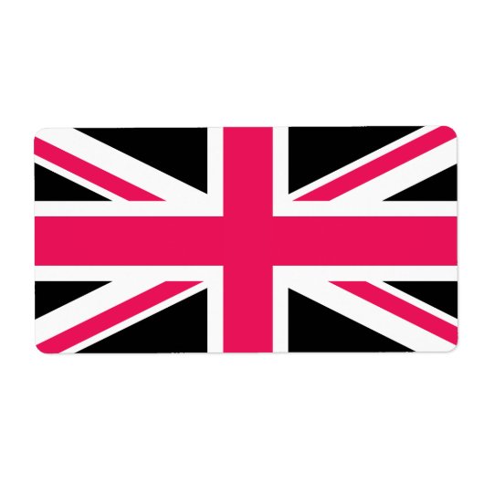 Union Jack ~ Hot Pink Black en White Etiket (Voorkant)