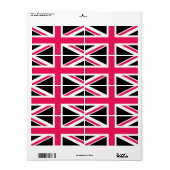 Union Jack ~ Hot Pink Black en White Etiket (Full Sheet)