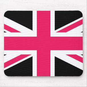 Union Jack ~ Hot Pink Black en White Muismat