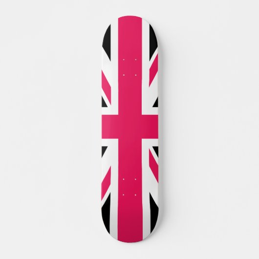 Union Jack ~ Hot Pink Black en White Skateboard (Voorkant)