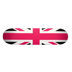 Union Jack ~ Hot Pink Black en White Skateboard