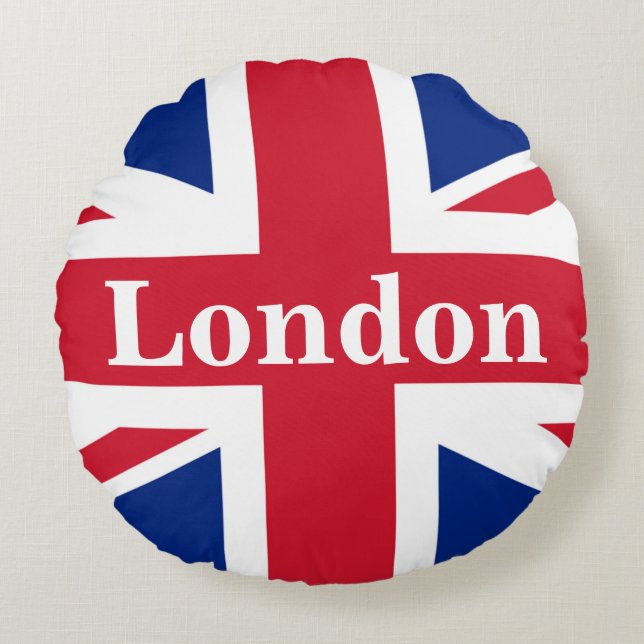 Union Jack London ~ British Flag Rond Kussen (Voorkant)
