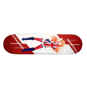 Union Jack Manga girl in de vlag - Verenigd Konink Skateboard