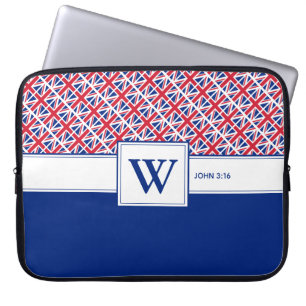 UNION JACK Monogram Aangepast Christelijk UK Laptop Sleeve