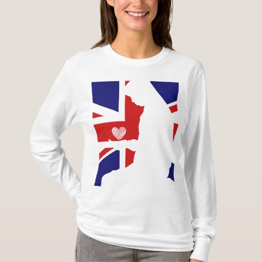 Union Jack Moslimvrouwen die met een hart bidden T-shirt (Voorkant)