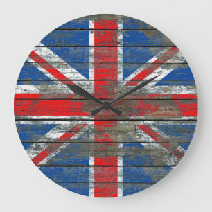 Union Jack on Rough Wood Boards Effect Grote Klok