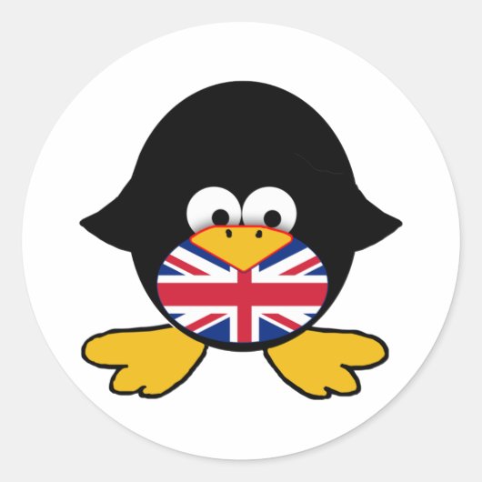 Union Jack Penguin Ronde Sticker (Voorkant)