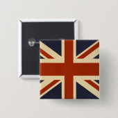 Union Jack Retro Vierkante Button 5,1 Cm (Voorkant /achterkant)