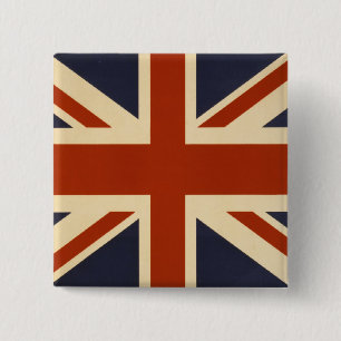 Union Jack Retro Vierkante Button 5,1 Cm