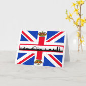 Union Jack Royal Crown London Carte d'anniversaire (Fleur jaune)