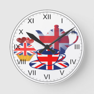 Union Jack Tea-time wandklok Ronde Klok