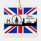 Union Jack Theme London met kerstversiering Keramisch Ornament (Voorkant)