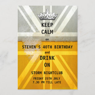 Union Jack UK Flag Cold Fresh Beer Birthday Party Kaart