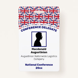 UNION JACK UK FLAG Gepersonaliseerd Logo Foto-ID n Badge