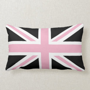Union Jack UK Vlag roze en zwart Kussen