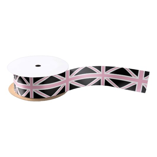 Union Jack UK Vlag roze en zwart Lint (Spoel)