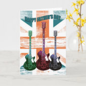 Union Jack Vaderdag Kaart met gitaar (Gele Bloem)