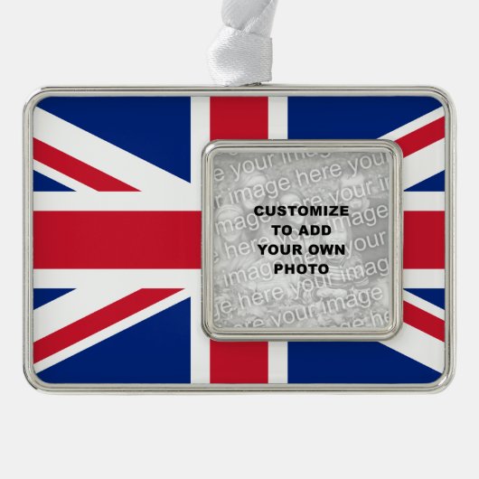 Union Jack Verzilverd Kader Ornament (Voorkant)