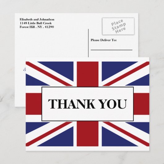 Union Jack vlag Britse bruiloft dank u Aankondigingskaart (Voorkant / Achterkant)