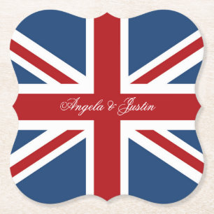 Union Jack Vlag Bruiloft Kartonnen Onderzetters