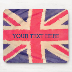 UNION JACK VLAG grunge + jouw tekst Muismat