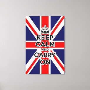 Union Jack vlag houden kalm en doorgaan Canvas Afdruk