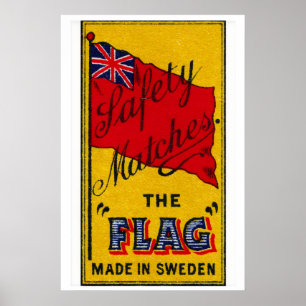 Union Jack Vlag Luciferdoosje Kunstprint, Zweeds Poster