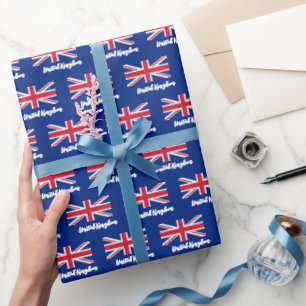 Union Jack Wrapping Paper, Britse vlag, UK Blue Cadeaupapier