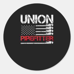 Union Pipefitter Union Strong USA Amerikaanse Vlag Ronde Sticker