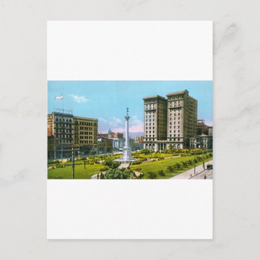 Union Square en St. Francis Hotel Briefkaart (Voorkant)