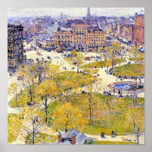 Union Square in Spring door Frederick Childe Hassa Poster (Voorkant)