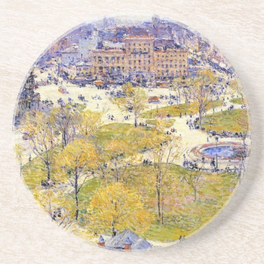 Union Square in Spring door Frederick Childe Hassa Zandsteen Onderzetter (Voorkant)