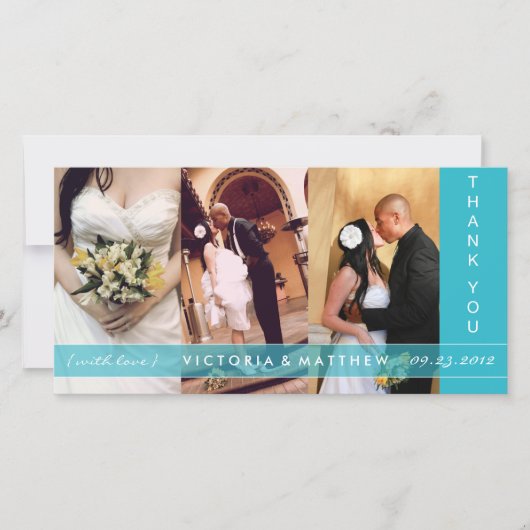 UNION TURQUOISE | CARTE DE REMERCIEMENTS mariage (Devant)