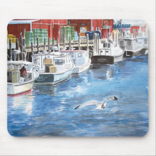 Union Wharf Portland, Maine Aquarel Muismat