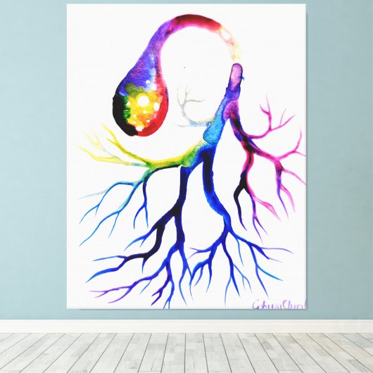 Unipolair neuron canvas afdruk (Insitu (Houten vloer))