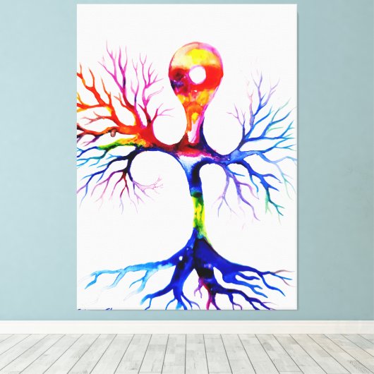 Unipolair neuron canvas afdruk (Insitu (Houten vloer))