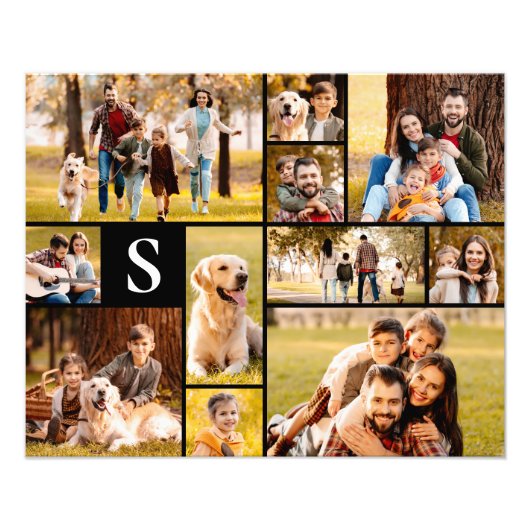 Unique 11 Photo Collage Simple Monogramme Noir (Devant)