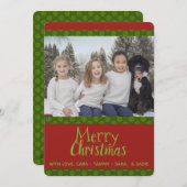 Unique Ajouter Photo Green Red Cartes de Noël (Devant / Derrière)