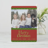 Unique Ajouter Photo Green Red Cartes de Noël (Debout devant)