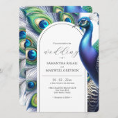 Unique aquarelle Peacock Wedding Invitations (Devant / Derrière)