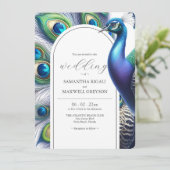 Unique aquarelle Peacock Wedding Invitations (Debout devant)