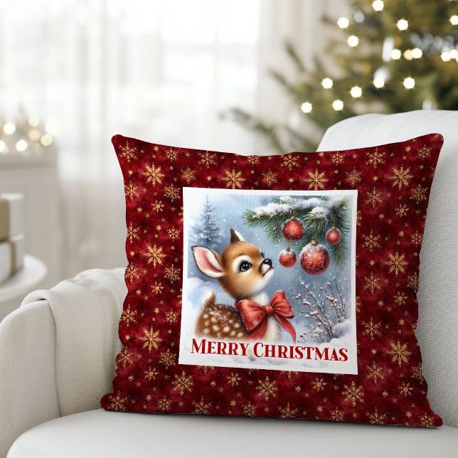 Unique Baby Deer Snowy Forest Kids Gift Christmas  Kussen (Unique Baby Deer Snowy Forest Kids Gift Christmas Pillow

)