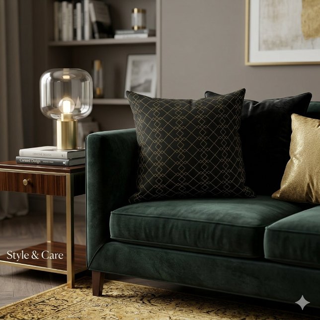 Unique Black Throw Pillow Featuring Gold Box Desig Kussen (Unique Black Throw Pillow Featuring Gold Box Design)