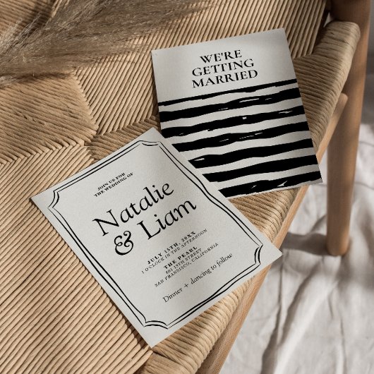 Unique Black & White Old Money Stripes Invitation